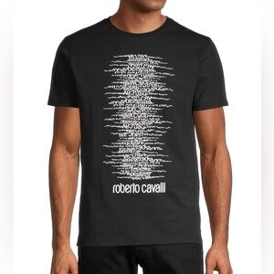 Roberto Cavalli Men’s Logo Black T Shirt